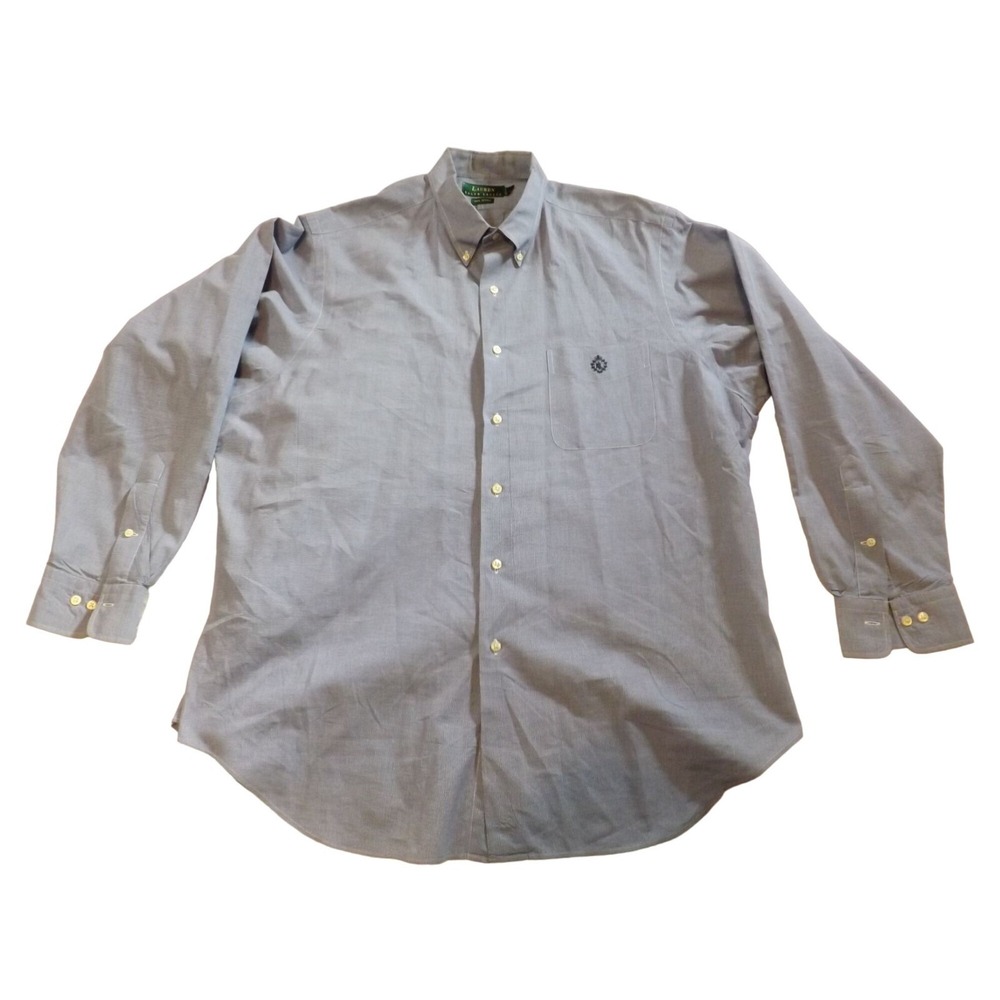 Lauren Ralph Lauren Button Up Shirt Sz 17.5 34/35 Long Sleeve Cotton Dress Work